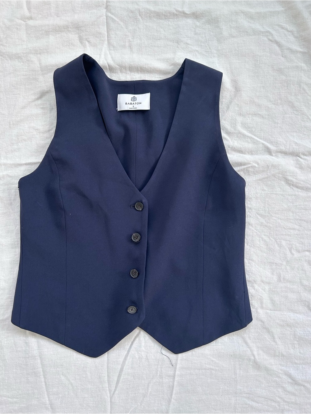 Babaton Navy Structured V-Neck Button Vest